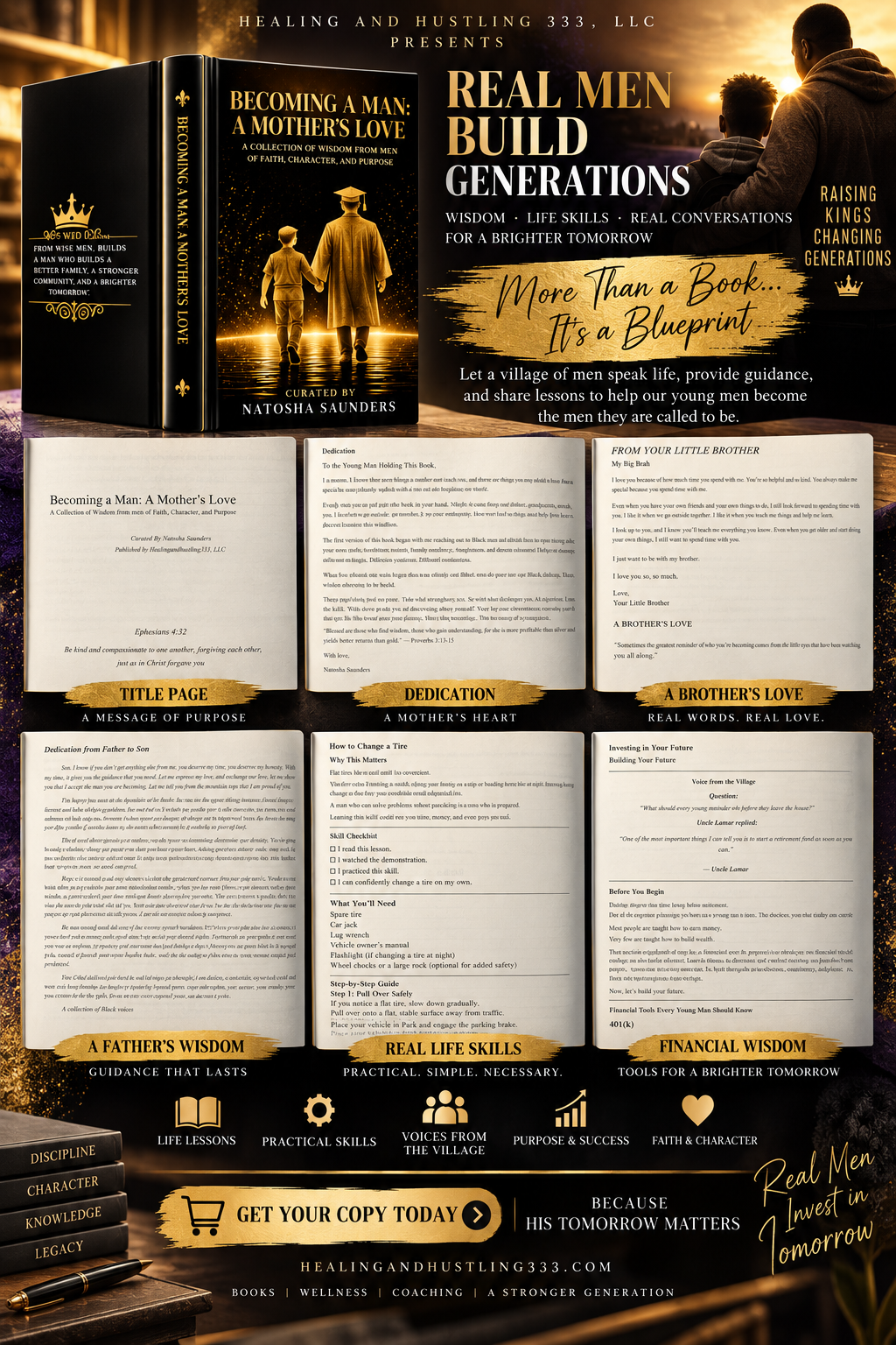 Becoming a Man: A Mother's Love interior book preview and promotional graphic